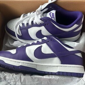 Purple and white dunks